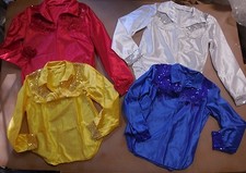 Fringed Dance Costume Cowboy Shirt Sequin Yoke cuffs Satinette Western long