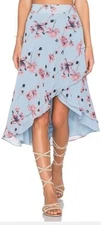 House of Harlow 1960 X Revolve XS Light Blue Floral Maya Wrap Skirt #C6