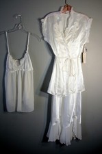 4 Linea Donatella Bridal babydoll GString Pantie Nightgown Robe Satin Size S NWT