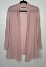 InCashmere Long Sleeve Open Front Cardigan Sweater In Rose Quartz Size S