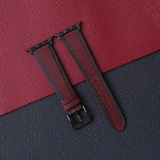 Tricolor Burgundy Epsom Leather Apple Watch Band 38mm 40mm 41mm 42mm 44mm 45mm
