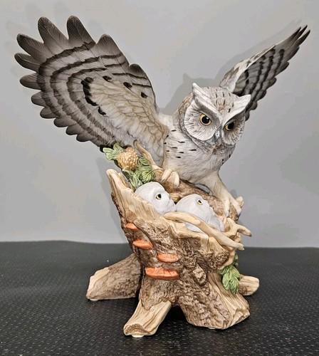 Homeco Home Interiors Sheltering Wings Screech Owls 8¼" Tall Porcelain *READ* - Picture 11 of 16