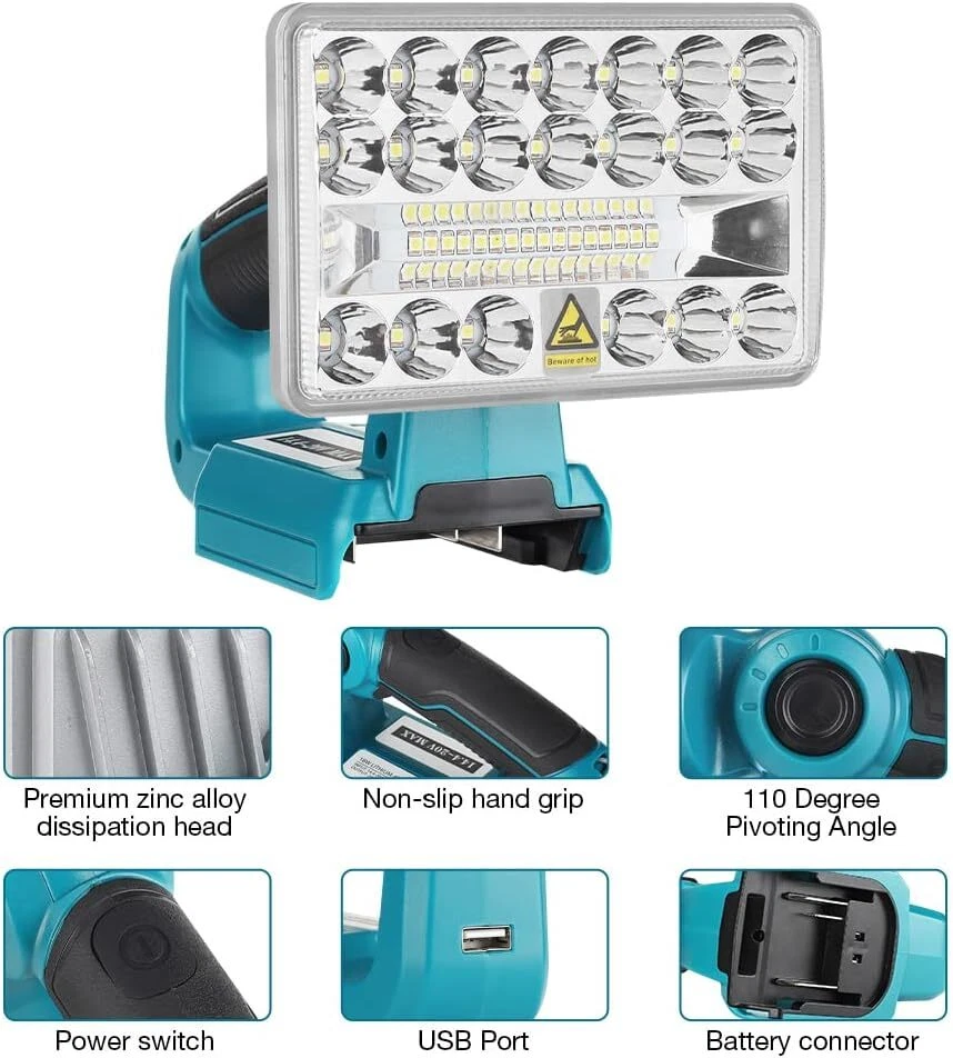 2000LM LED-Arbeitsleuchte für Makita 18V LXT Li-Ion Akku 18W Cordless Tool Light - Bild 4 von 4