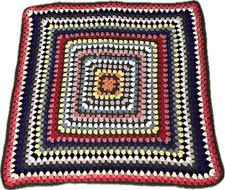 Colorful Crochet Afghan Blanket Granny Square Soft Lap Throw 37 X 37