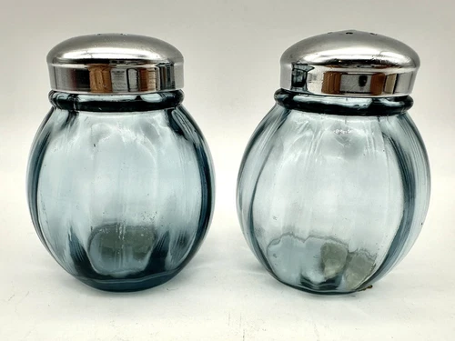 Vintage Fenton  “American Legacy” Federal Blue Ribbed Salt & Pepper Shakers