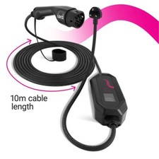 Cord 10m Portable EV Charging Cable 2.3kW 3 Pin UK Plug