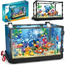 Fish Tank Building Block Set Sets Adults and Kids Aquarium Lighting Block Toys
