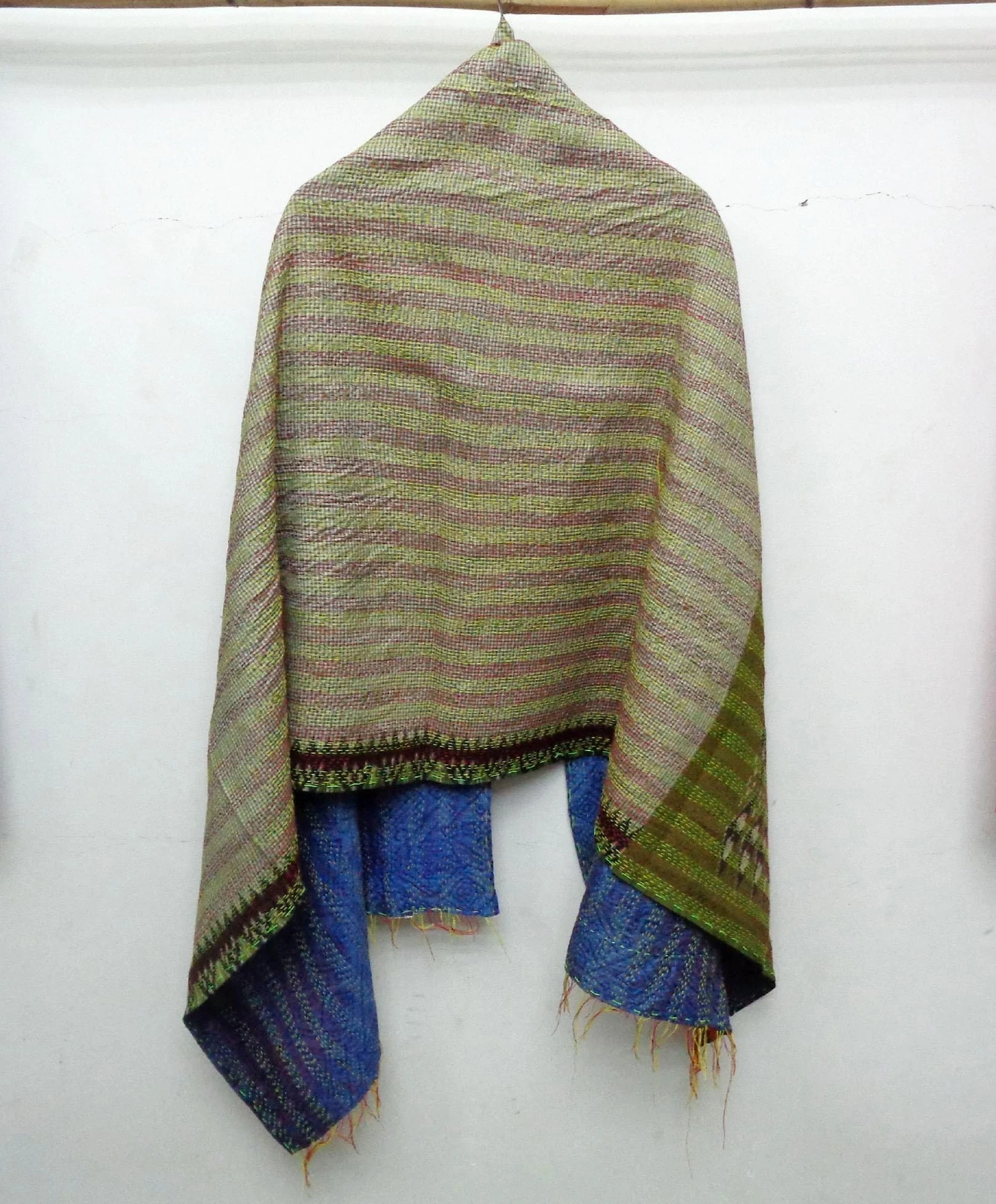 Silk Kantha Scarf Vintage Neck Wrap Stole Dupatta Hand Quilted Women Gypsy