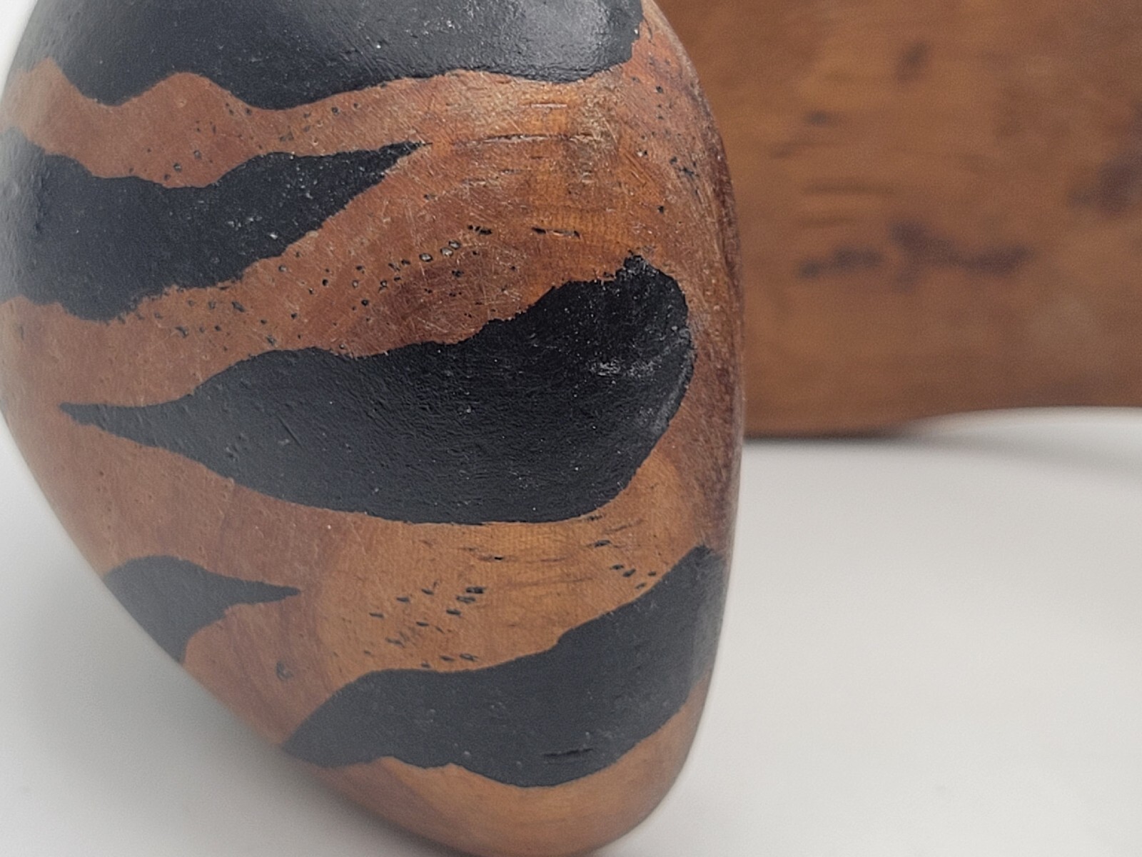 Vintage Carved Wood Zebra Animal Print Chunky Cuff Br… Gem