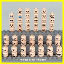 Minifigure Bulk Lot Of 56 Flesh Heads Male Female Facial Expressions Set
