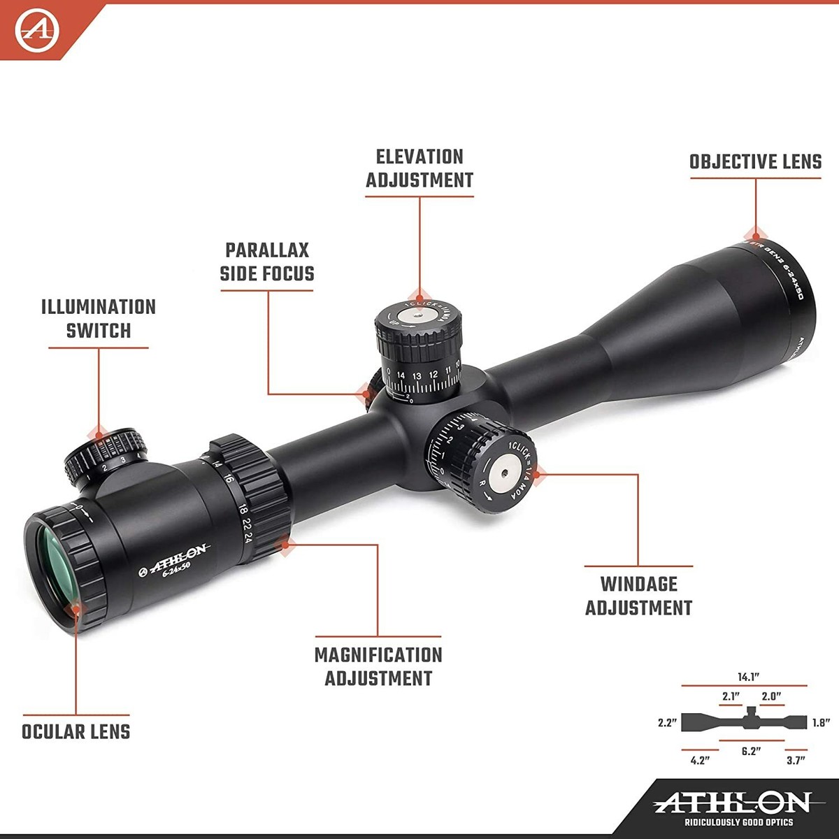Athlon Optics Argos BTR GEN2 6-24X50 First Focal Plane Riflescope