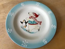Harry and David Christmas Holiday 2005 Polar Bear Skating 8" Salad Lunch Plate