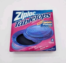 Ziploc TableTops Sandwich Plates with Snap and Seal Lids NIB Sealed 4 Pack VTG