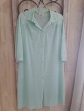 Vintage Vanity Fair Button Up Nylon Robe Blueish Green Color  Sz. Small