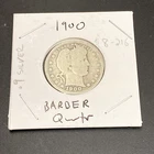 1900 no mint BARBER Quarter SILVER Coin 90% USA