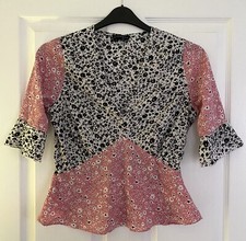 Wednesdays Girl Maternity Ditsy Floral Top 12 36” Bust Patchwork Side Zip VGC!