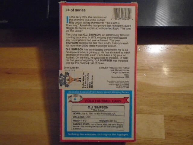 RARE LIMITED EDITION O.J. Simpson VHS Video Football Card 1988 interviews + - Image 2 of 2