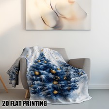1pc Soft Christmas Snowy Trees Printed Flannel Throw Blanket Sofa Chair Office
