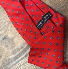 Vintage Christian Dior Silk Tie Red Spades geometric Made In USA