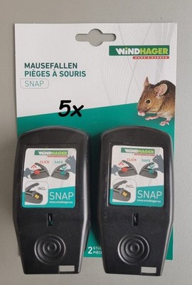 5x 2er Set Windhager Snap Mausefalle  NEU  wieder verwendbare Schlagfallen