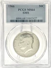 1966 KENNEDY HALF DOLLAR 50c COIN PCGS MS64 SMS