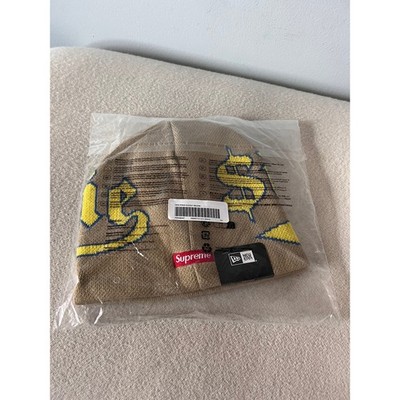 Supreme x New Era Accent Skullcap Beanie - Khaki Yellow - NEW | eBay
