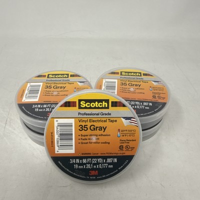 3M Super 35 Scotch Vinyl Electrical Gray Color Tape, 3/4 in x 66 ft, 5 Rolls