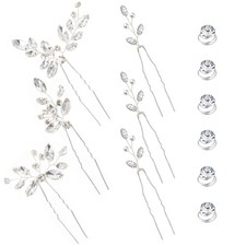 Silver Pearl Flower Wedding Hair Pins Set - Bridal Clips for Bridesmaids