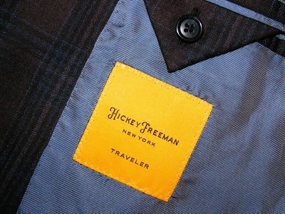 MENS SZ 44R TAILORED FIT HICKEY FREEMAN TRAVELER BEACON WOOL PLAID SPORTS COAT