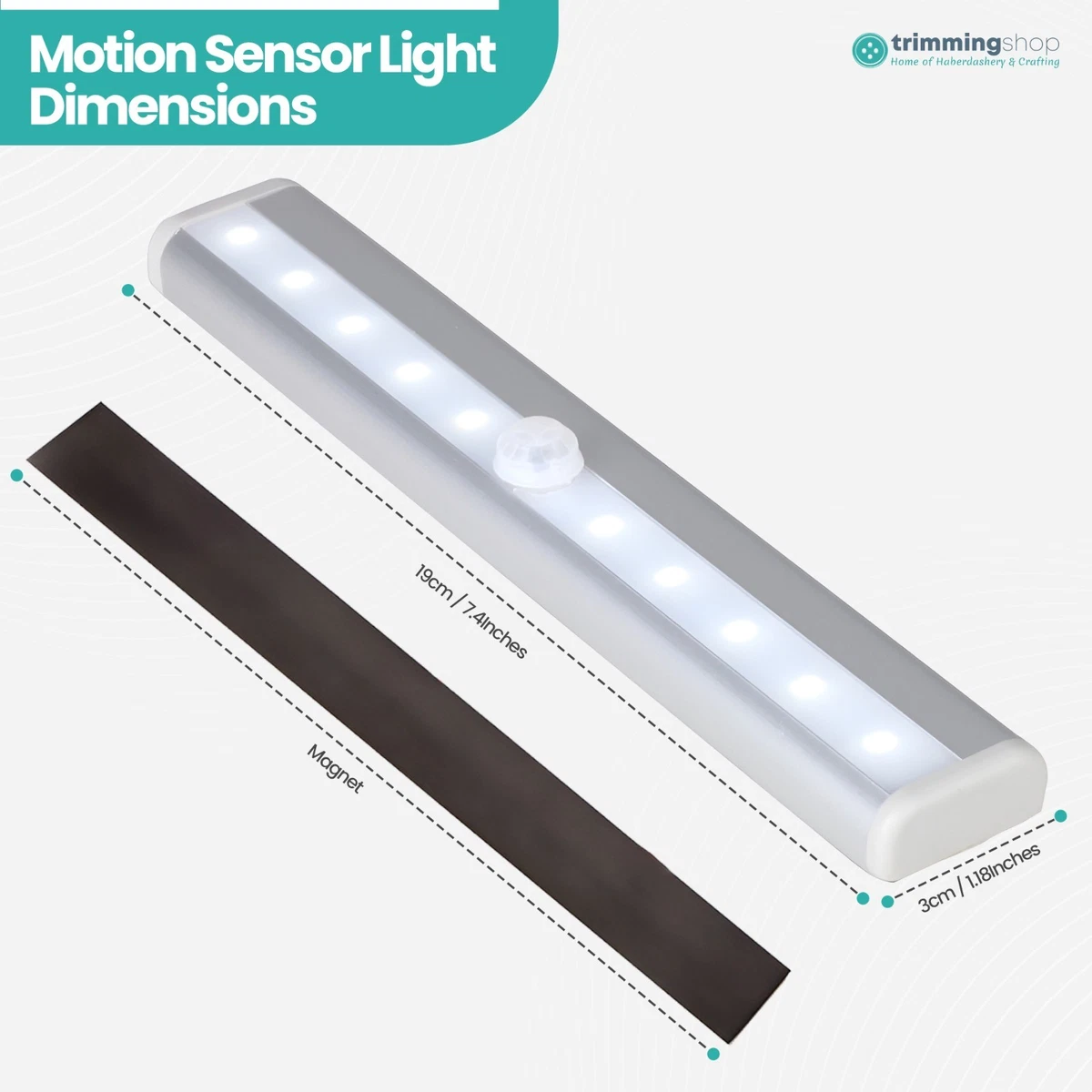 10 LED Sensor Movimiento Luces Pir Inalámbrico Noche Luz Batería Armario Escalón