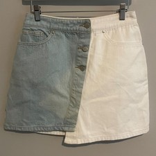 Light Wash / white two toned assymetrical Denim Skirt