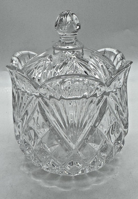 GODINGER CRYSTAL Blown Glass PINEAPPLE COLLECTION  Covered CANDY DISH Retired