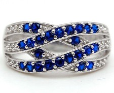 2CT Treated Blue Sapphire 925 Solid Sterling Silver Ring Jewelry Sz 6 MK1-8