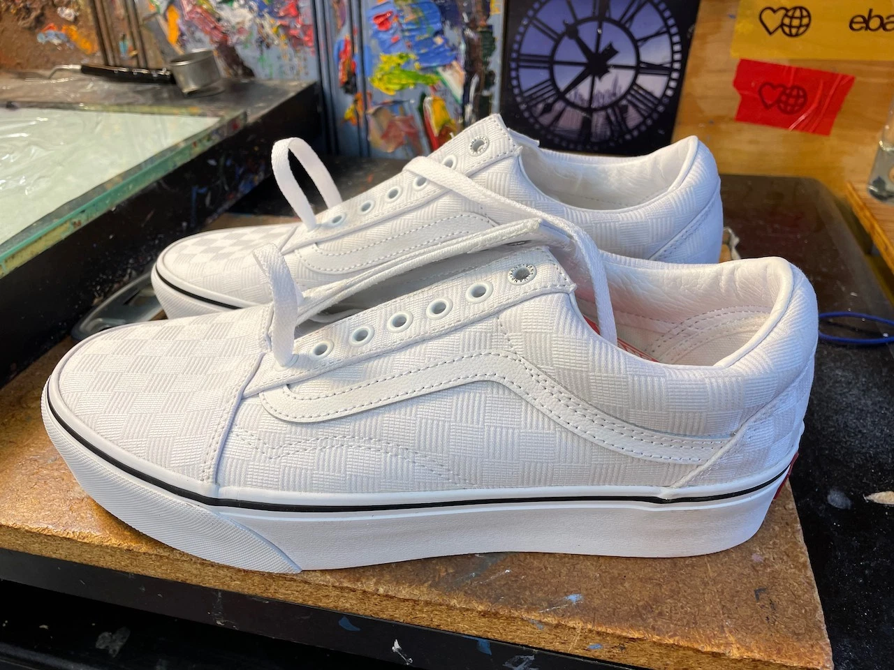 Vans Oldol Skoolorm Platf Tonal Chec Truee Whitea ta US5 9 5o uomoo nuovob3u42b