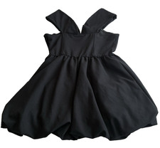 Women Plunge V-Neck Lined Bubble Mini A-Line Dress - Wild Fable Black XL