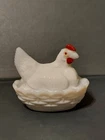 Vintage Miniature Westmoreland Milk Glass Hen on Nest Covered Trinket Dish