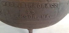 Wood Bishop Co. Bangor ME Cast Iron Cauldron Wood Kettle 45  Witches Brewing Pot