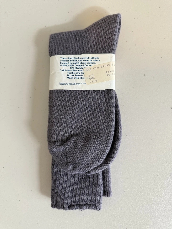 NUEVO Calcetines Deportivos Patagonia Vintage Años 80 Gris Hombre Talla Grande 9-12 Hechos en EE. UU. Foto 2 de 3