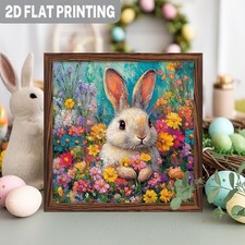 Charming Spring Easter Decoration Wooden Plaque Wildflower Bunny Accent Sign