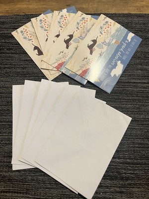 Ink Inc Note Cards Set 5 Small Beach Dog Art Cards with Envelopes Blank Inside