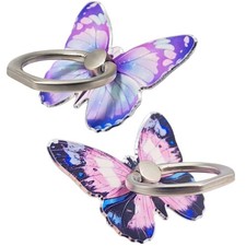 2 Pcs Butterfly Cell Phone Ring Stand Holder, Cute Butterfly Design Finger 360 