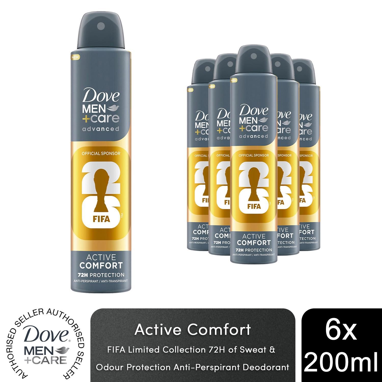 Dove Men+Care FIFA Limited Edition Advanced Anti-Perspirant Spray 200ml, 6pk