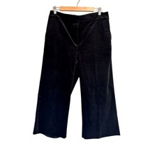 Talbots Black Velvet Wide Leg Cropped Trouser Dress Pants Womens 10 Preppy