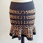 Roberto Cavalli Stetch Knit Leopard Skirt Black And Beige EU Size 42 KL/ EW