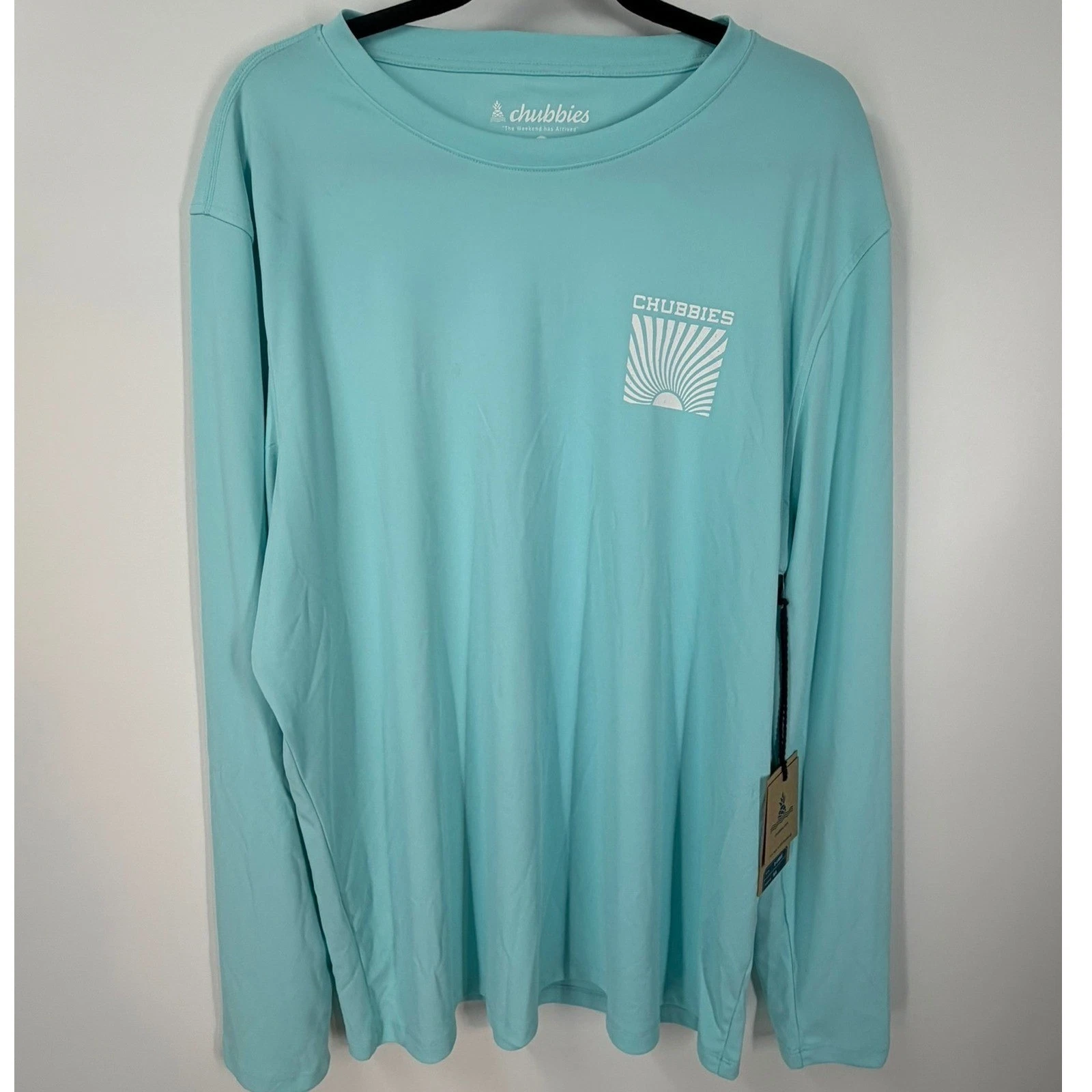 Chubbies The Kind Of A Big Teal Crew Sun Shirt Rashguard Long Sleeve Mens XL UPF