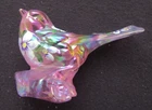 Fenton Hand Enameled, Iridescent Pink, Artist Signed, Bird on a Branch Figurine