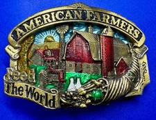 American Farmers Feed the World Vintage 1984 The Great American Belt Buckle