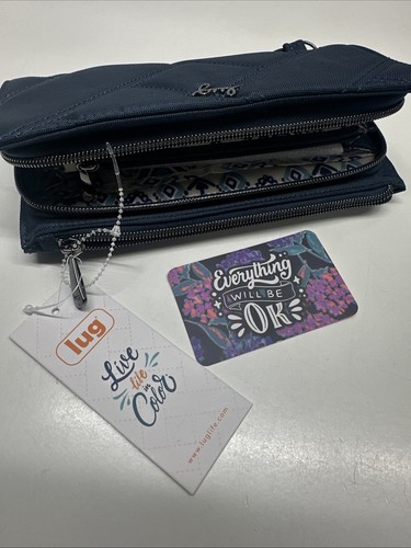 Lug Arabesque Ultra X RFID Wallet Quilted Zip Around Wrist Strap Indigo Blue New - Picture 9 of 9