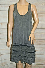 NWT BONGO M BLACK GRAY ACID WASH DISTRESS DROP WAIST TIERED SCOOP TANK DRESS