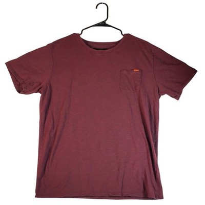 JEAN.PASCALE Mens XL Pocket Tee Shirt Burgundy Short Sleeve Casual Comfort